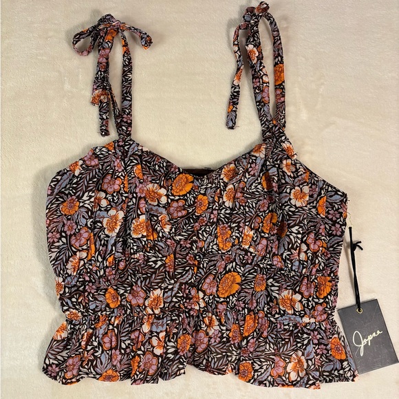 Japna Tops - Women’s Floral Smocked Crop Top